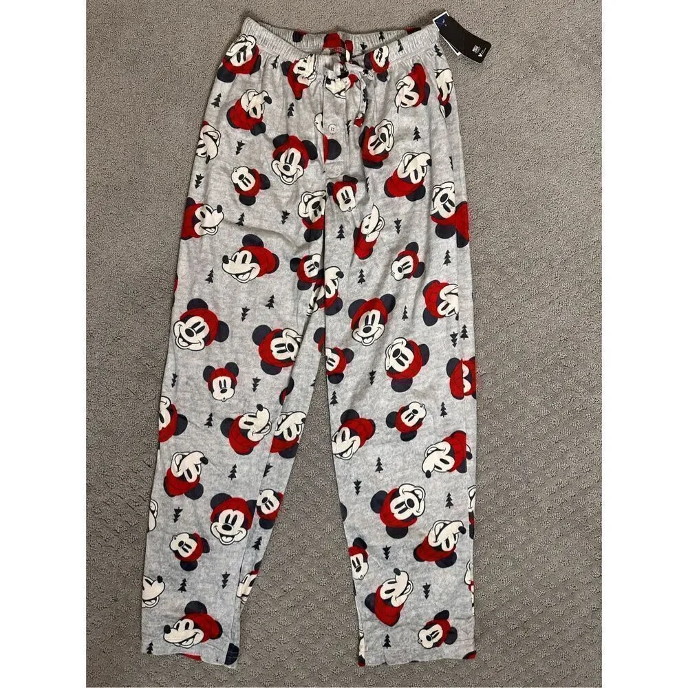 NWT Disney Mickey Mouse Christmas Winter Super Soft Pajama Bottoms Unisex Medium